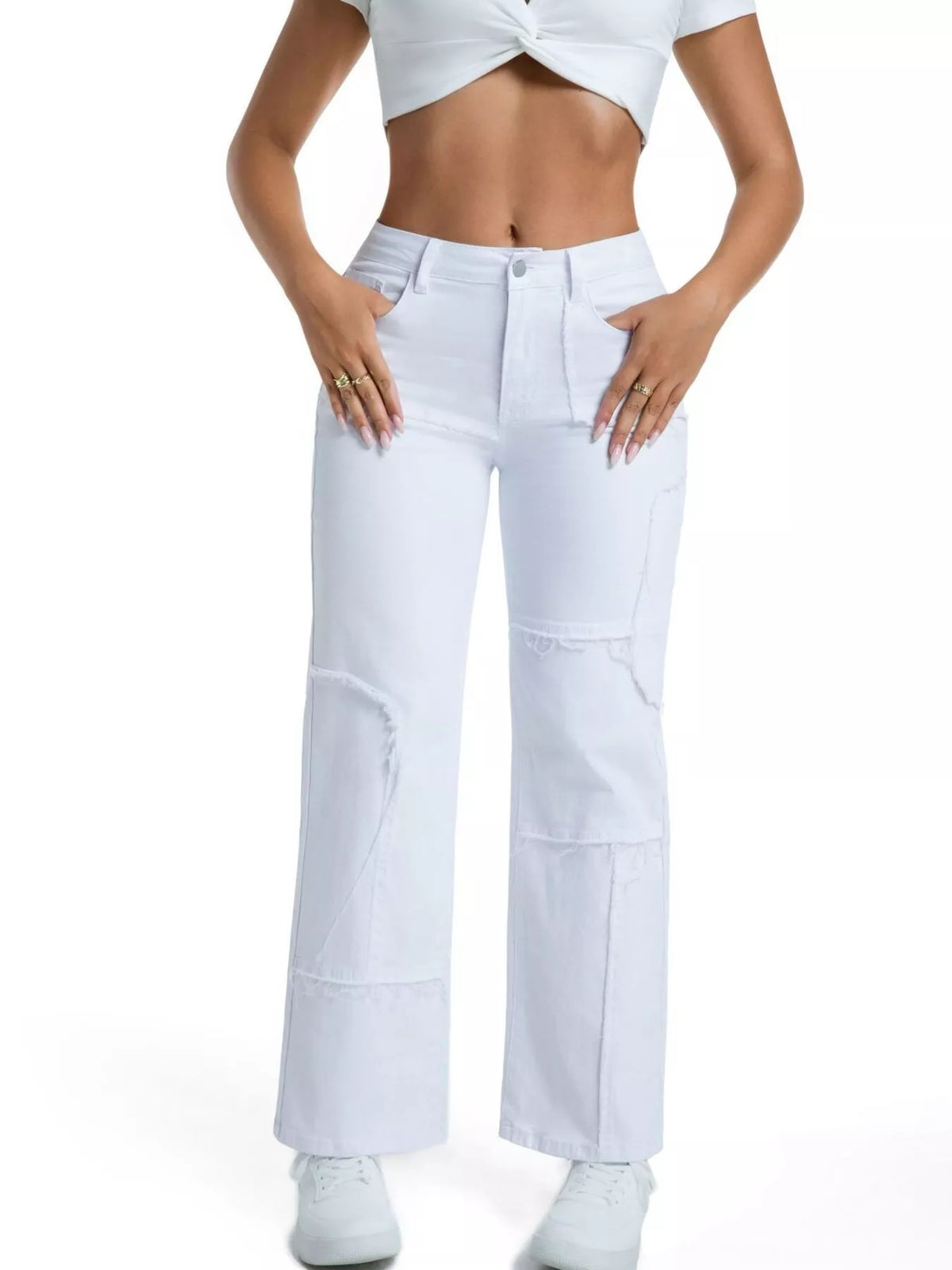 Frayed Edge Straight Leg Jeans