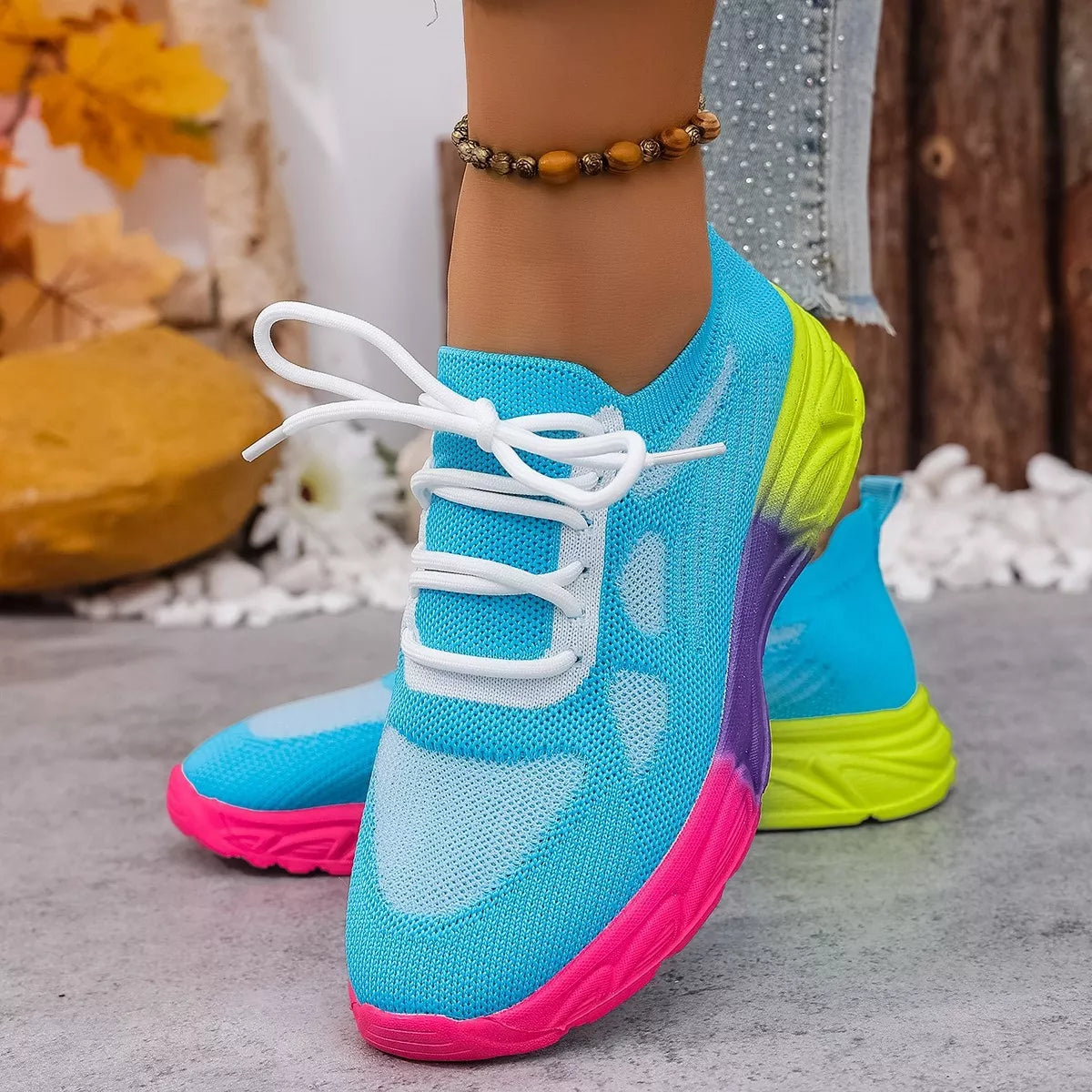 Lace Up Round Toe Sneakers - Lilixa.store