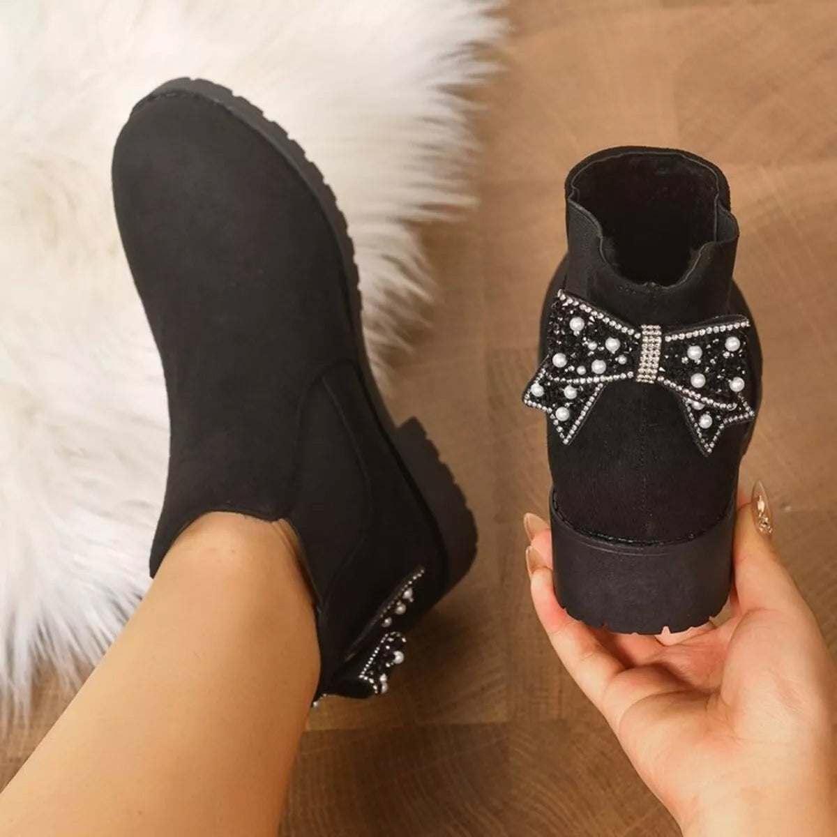 Round Toe Block Heels Boots - Lilixa.store