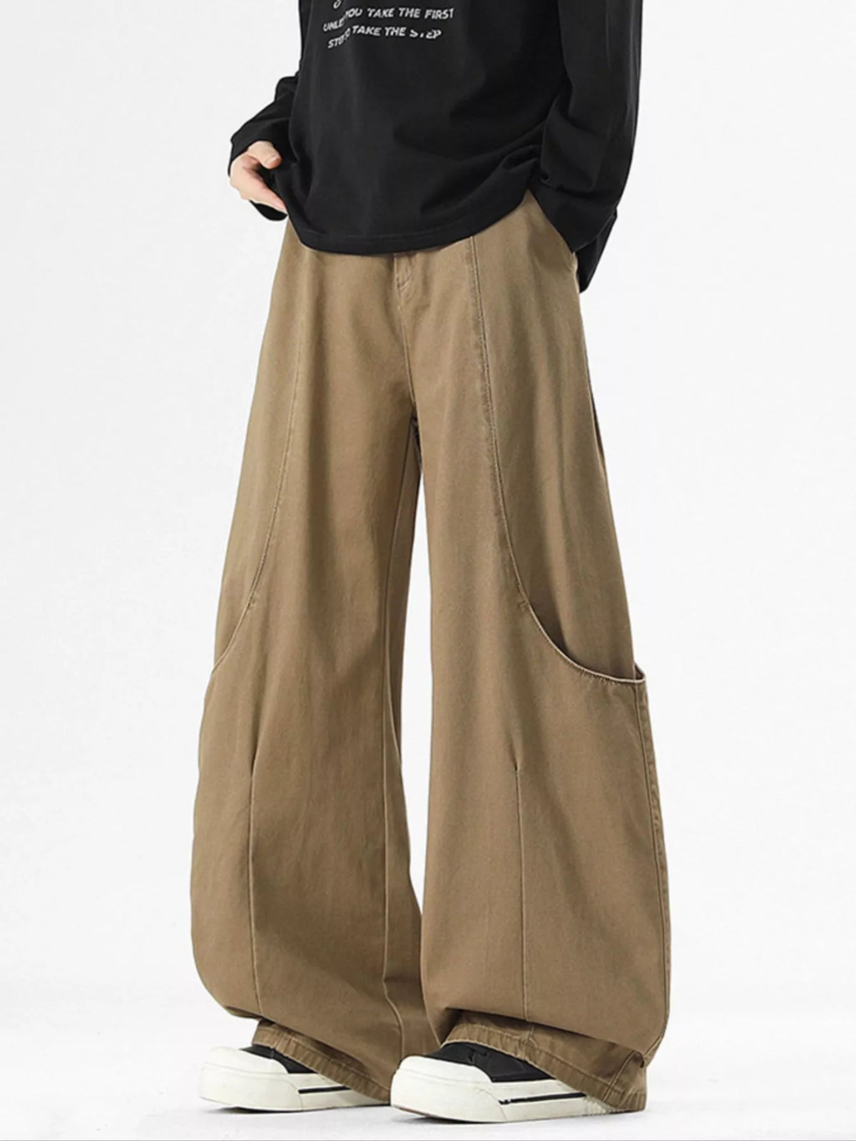 Men's Wide Leg Casual Cargo Pants, view 5