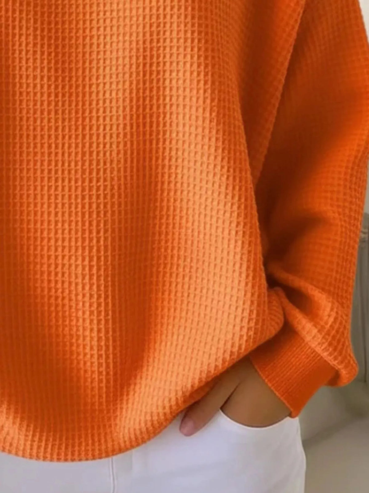 Full Size Waffle Knit Button Detail Top Plus Size - Lilixa.store