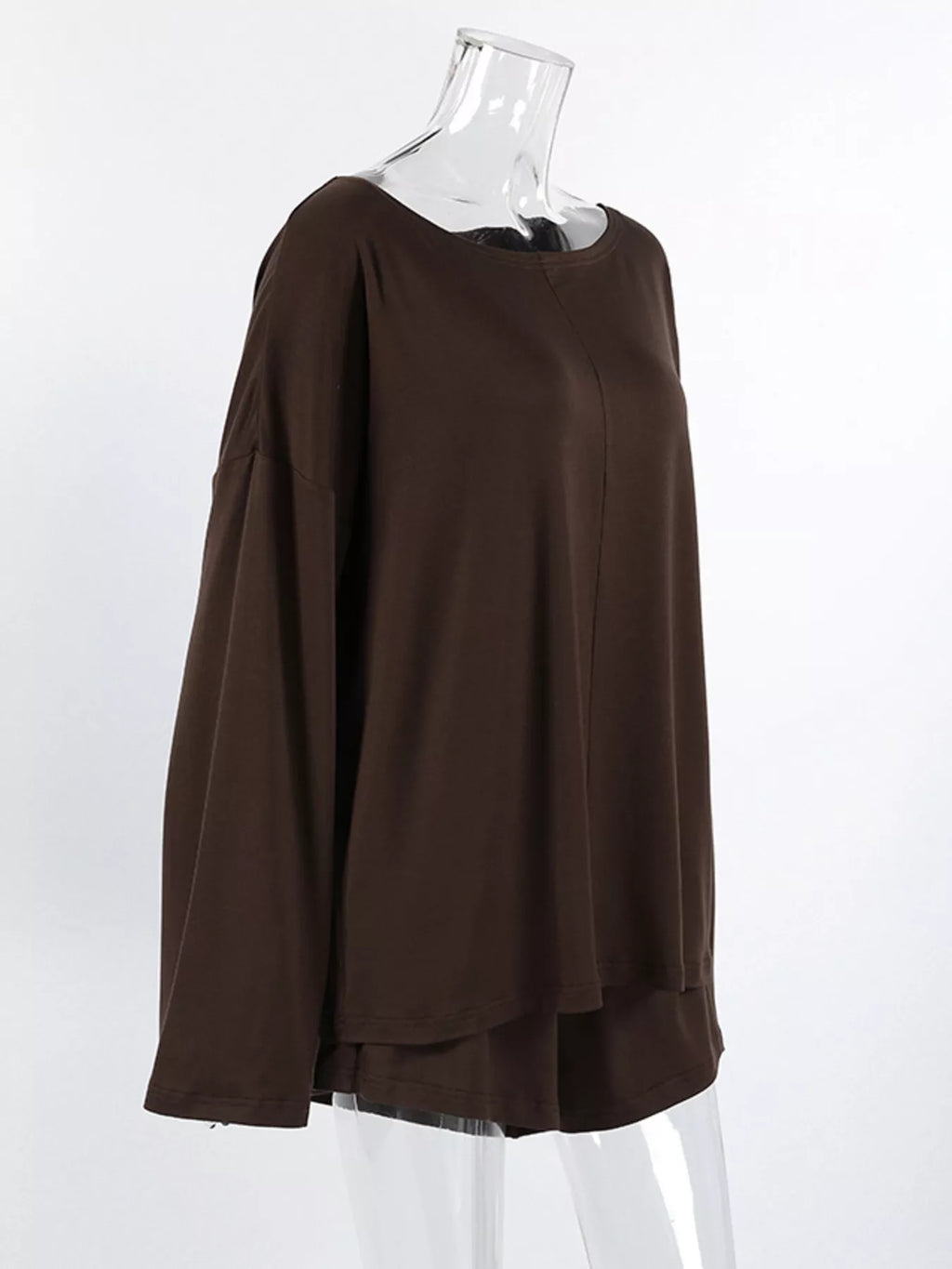 Oversized Long Sleeve Top and Shorts Lounge Set - Lilixa.store