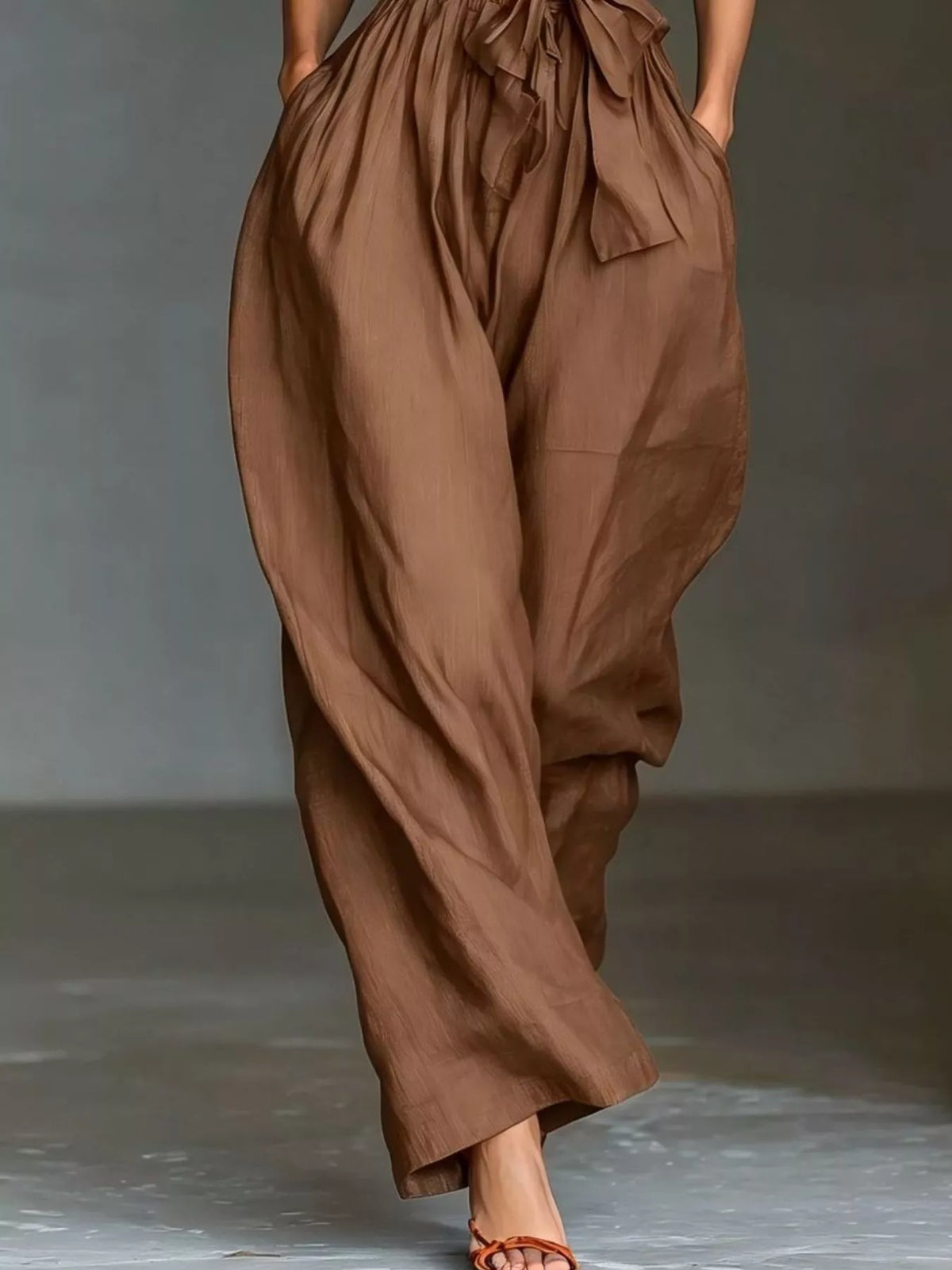 Halter Neck Wide-Leg Jumpsuit with Waist-Tie Detail