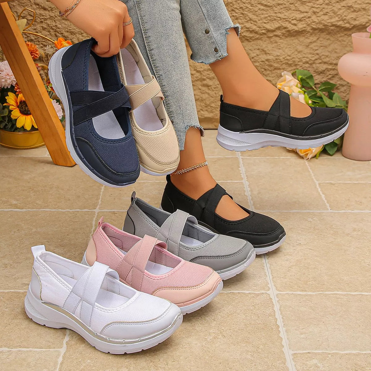 Comfortable Slip-Ons with Elastic Straps - Lilixa.store