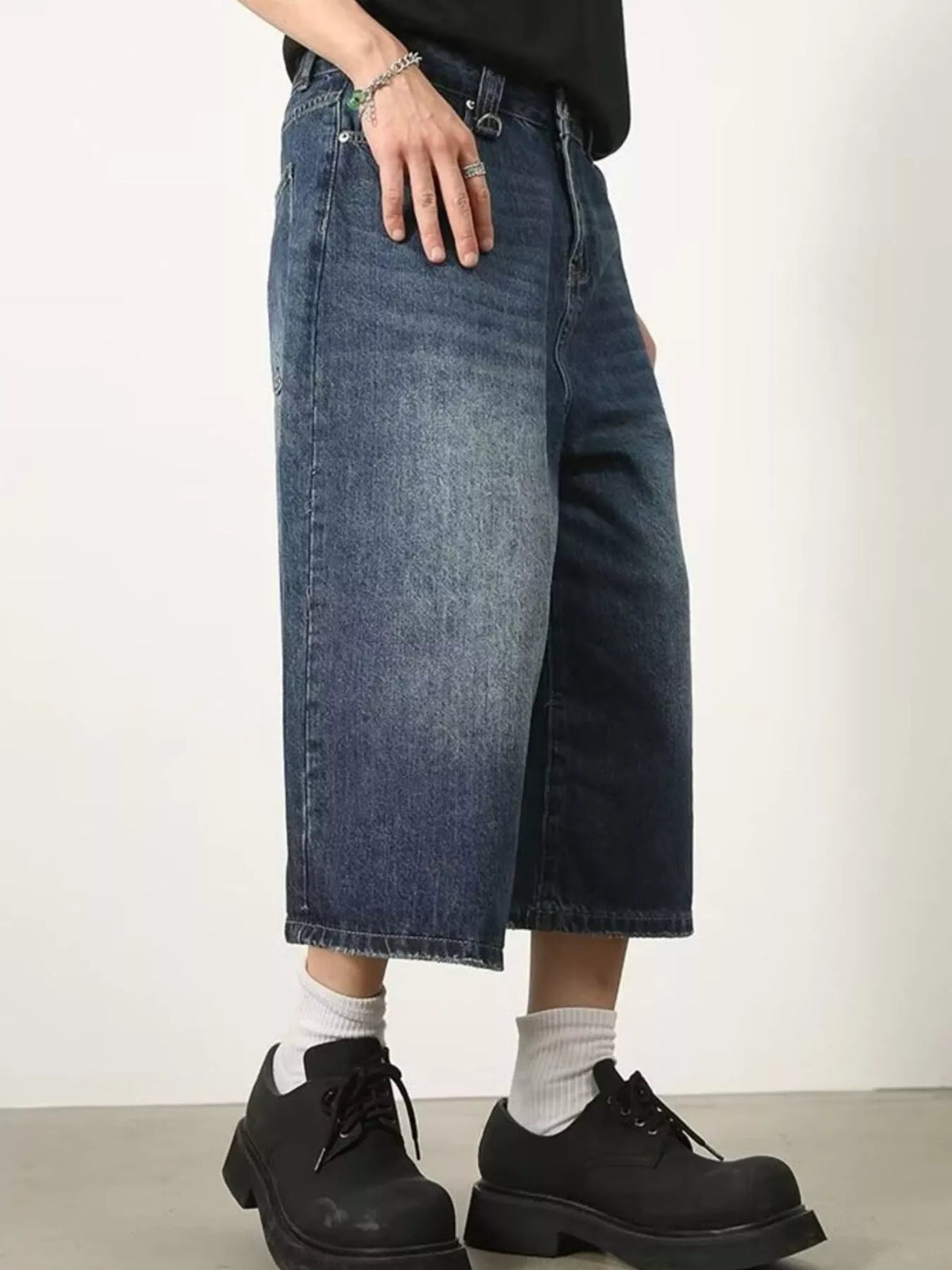 Men's Full Size Wide Leg Cropped Jeans Plus Size - Lilixa.store