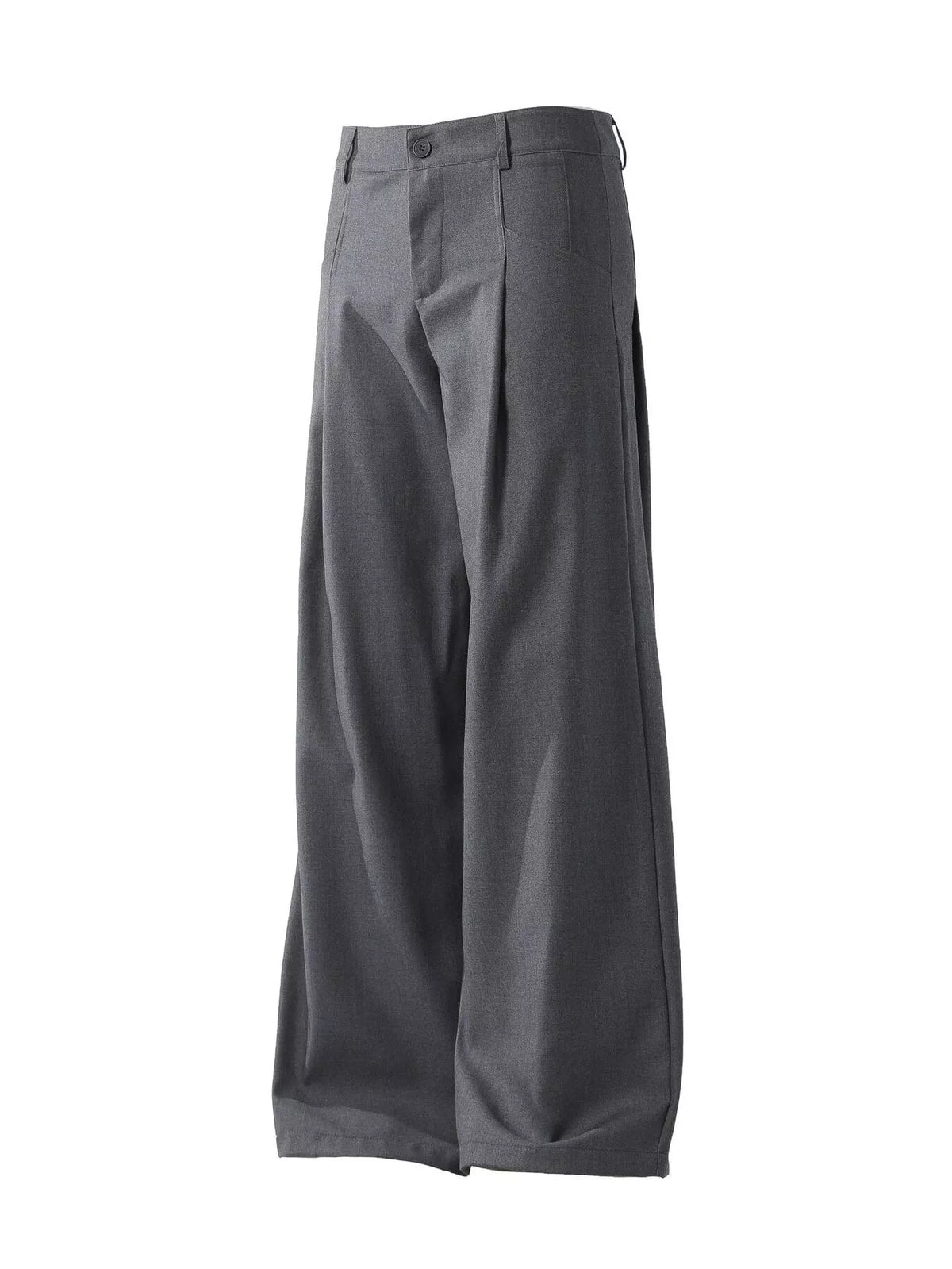 Men's Pleated Detail Wide Leg Pants in Dark Gray
