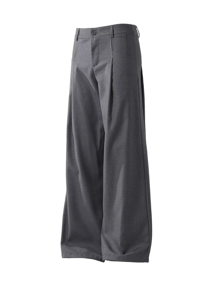 Men's Pleated Detail Wide Leg Pants in Dark Gray