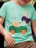Children's Snail and Bunny Race Graphic Short Sleeve T-Shirt - Lilixa.store