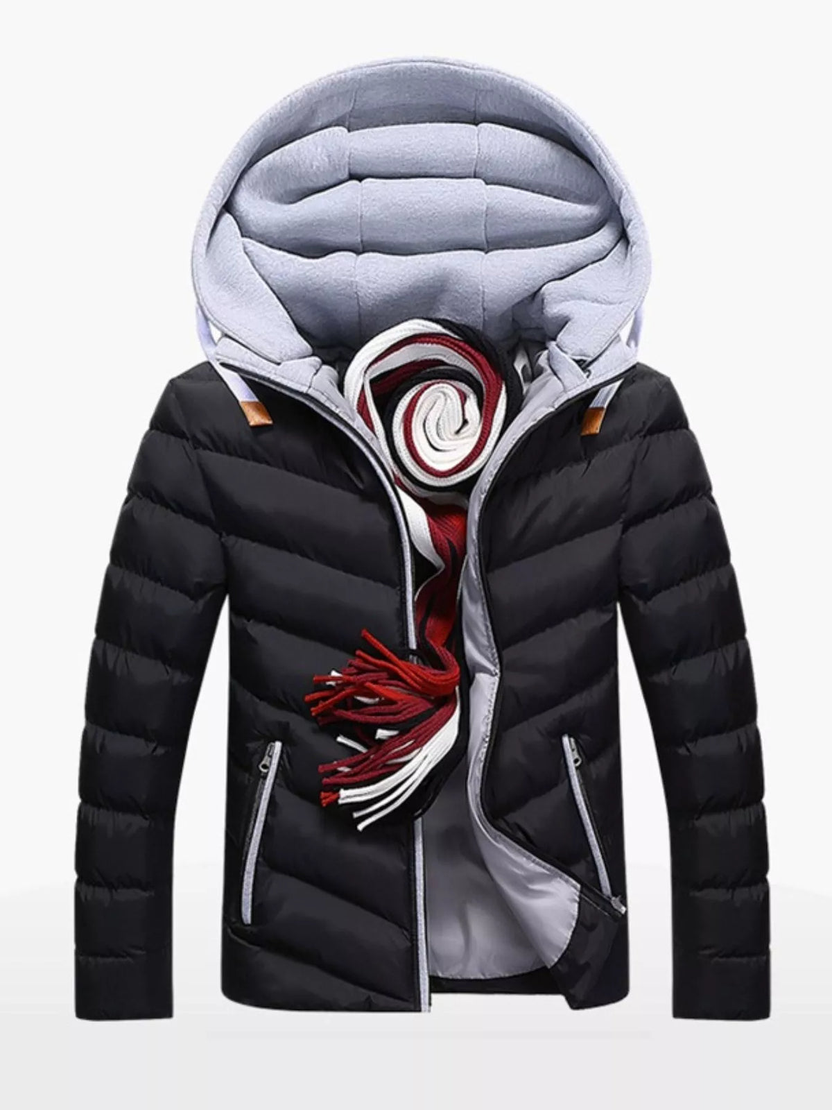Men's Plus Size Zip Up Hooded Padded Puffer Jacket - Lilixa.store