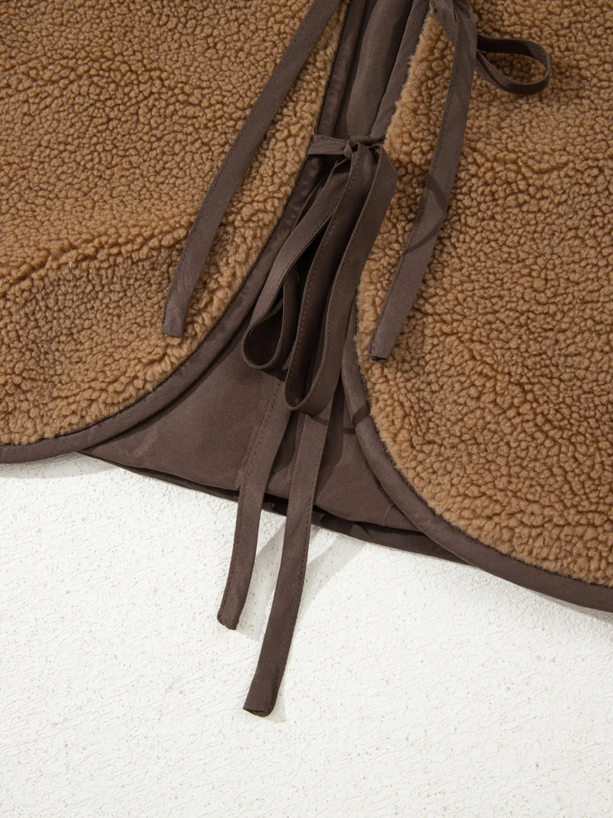 Double Tied Front Vest Coat in Light French Beige, view 9