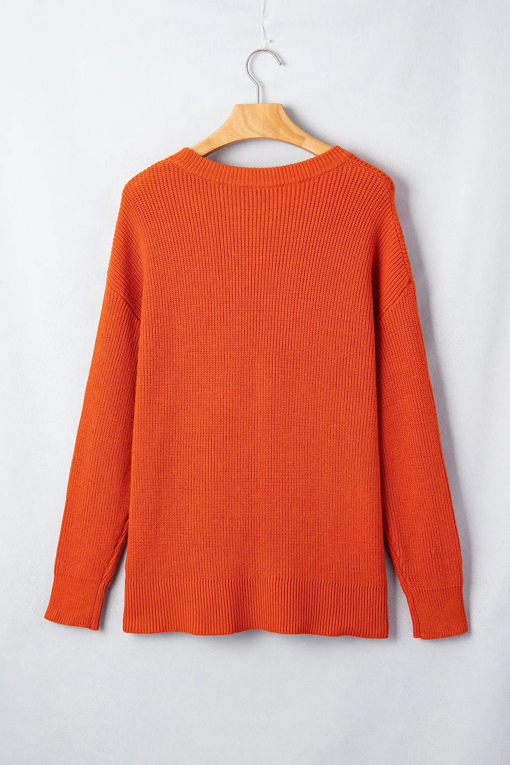 Drop Shoulder Long Sleeve Round Neck Halloween Sweater in Orange, view 13