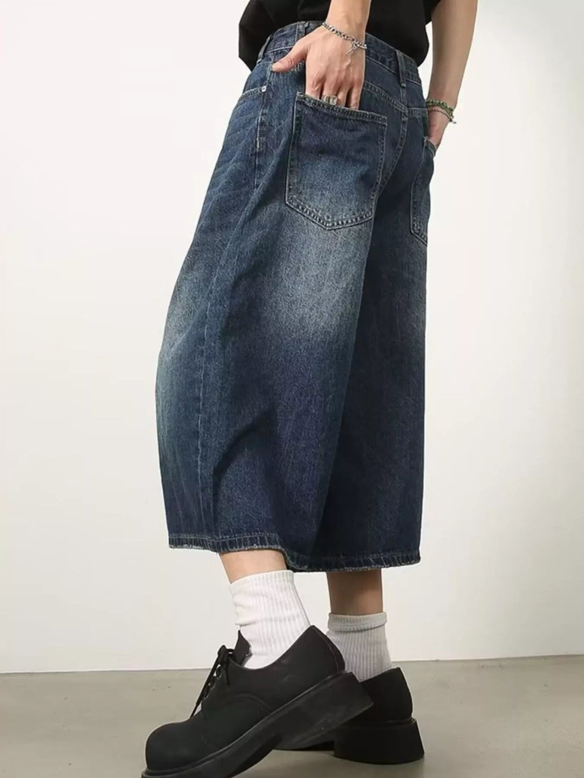 Men's Full Size Wide Leg Cropped Jeans Plus Size - Lilixa.store