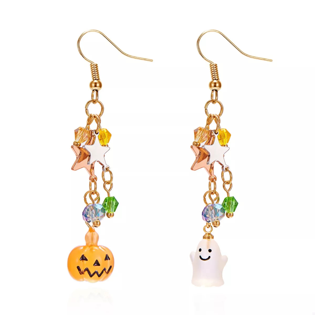 Halloween Asymmetrical Pumpkin Ghost Earrings - Lilixa.store