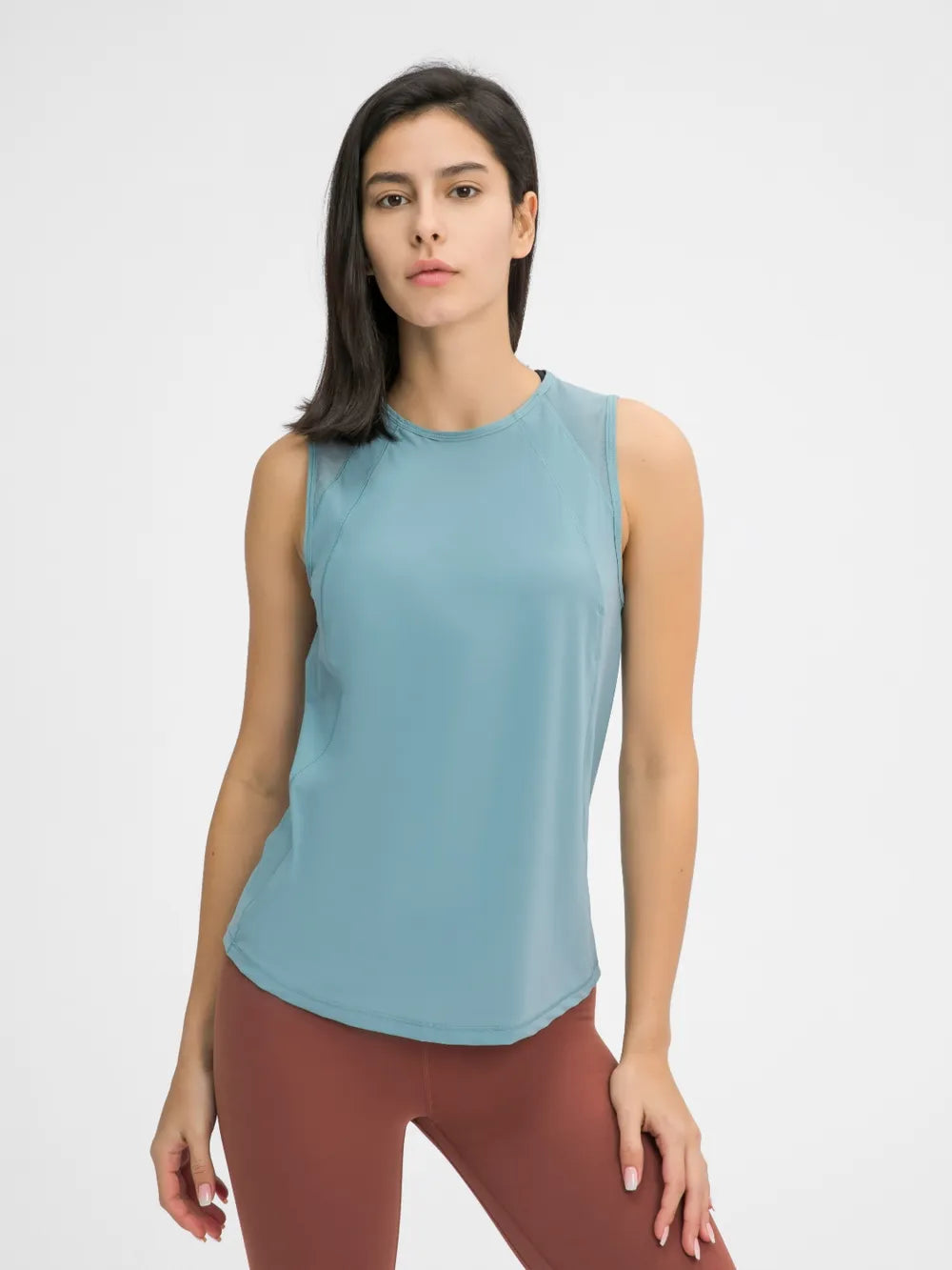Millennia Cutout Back Round Neck Active Tank - Lilixa.store
