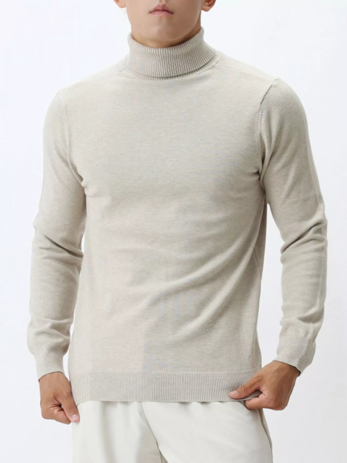 Men's Plus Size Slim-Fit Ribbed Turtleneck Sweater