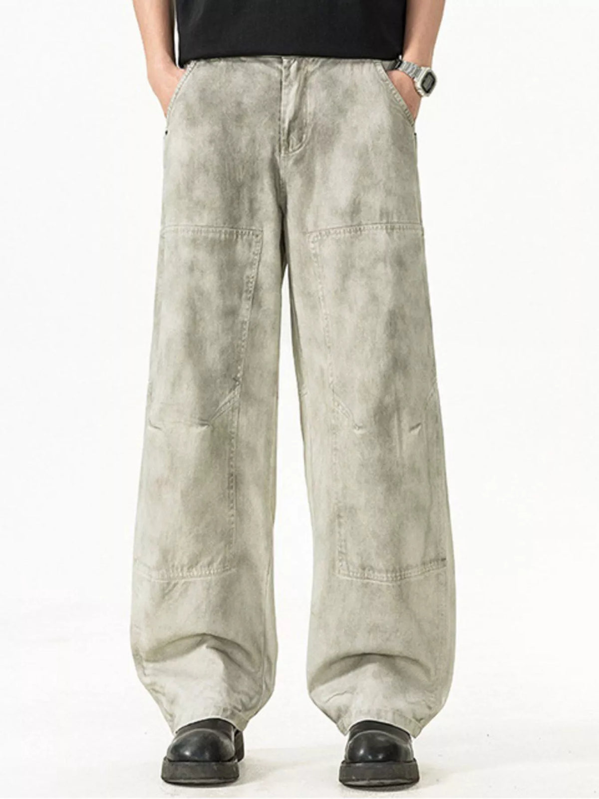 Men's Plus Size Loose Fit Casual Pants in Light Gray