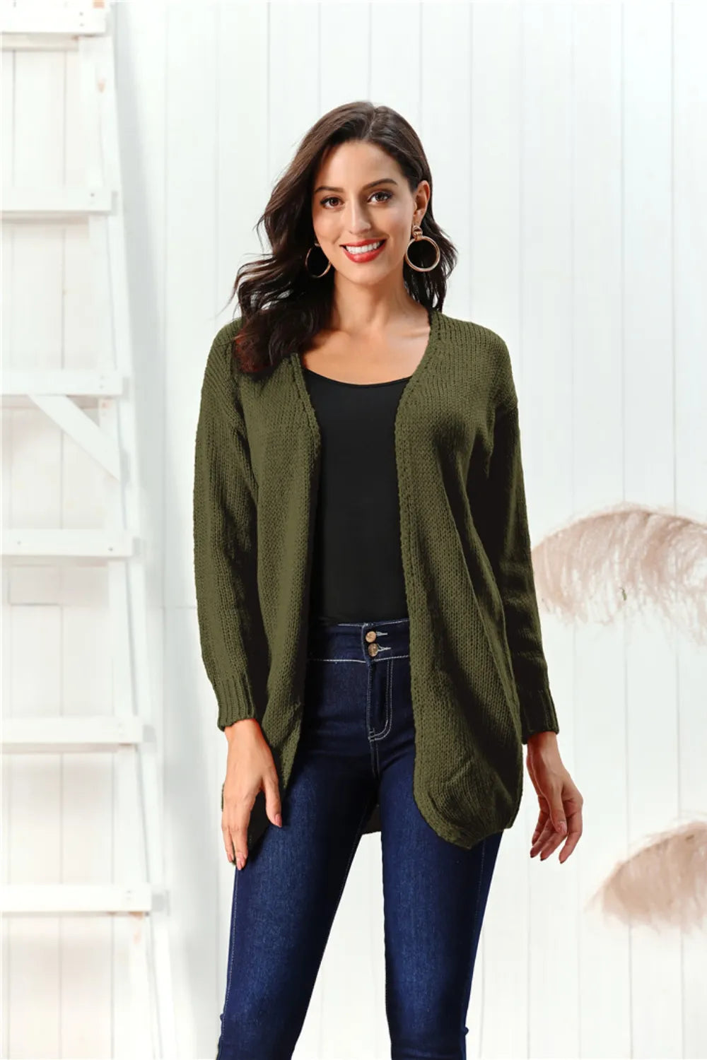 Open Front Long Sleeve Cardigan - Lilixa.store