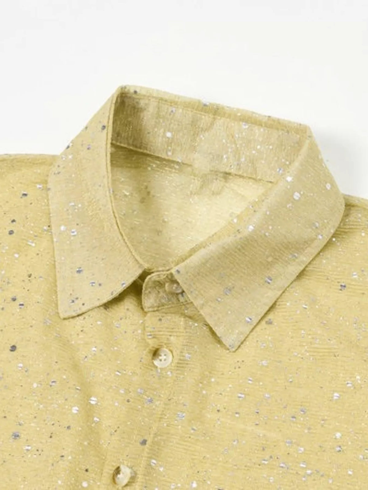 Men's Glitter Button Up Long Sleeve Shirt - Lilixa.store