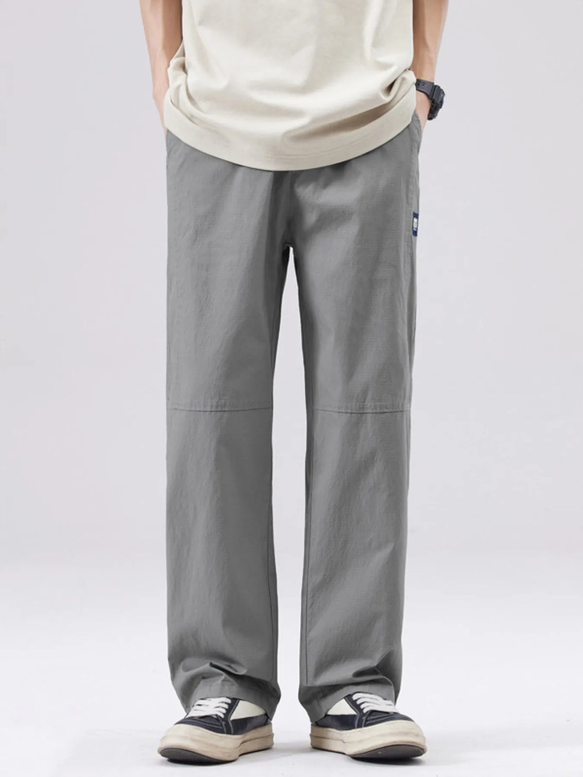 Men's Full Size Casual Relaxed Fit Wide Leg Pants Plus Size in Grey