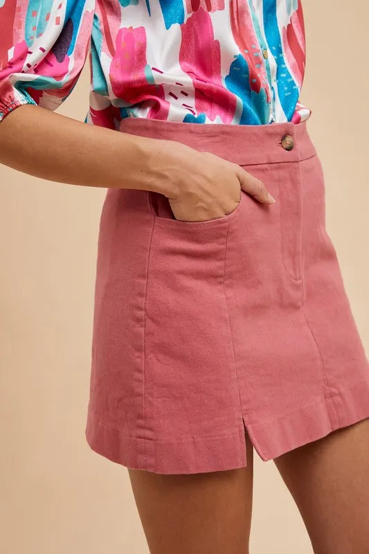 Annie Wear Comfort Stretch Cotton Slit Detailed Mini Skirt - Lilixa.store