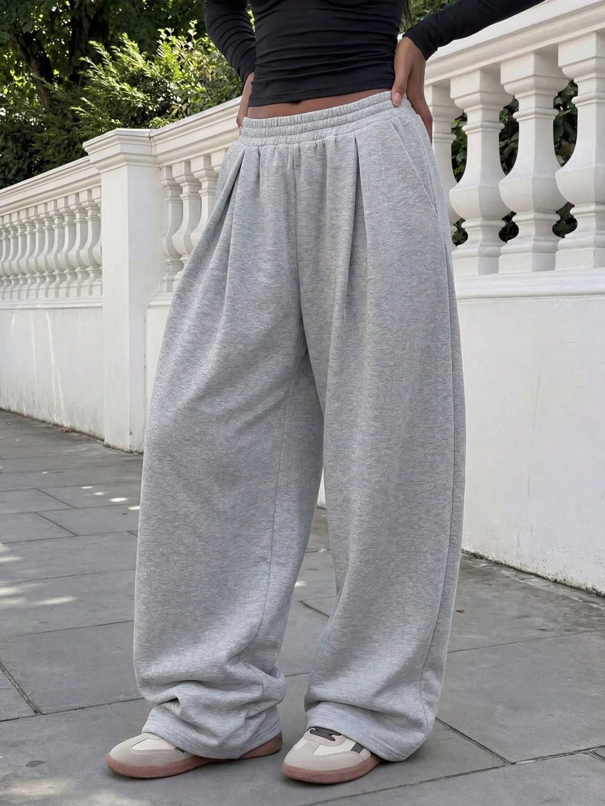 Elastic Waist Wide-Leg Sweatpants - Lilixa.store