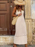 Sleeveless Crochet Knit Cover Up Maxi Dress - Lilixa.store