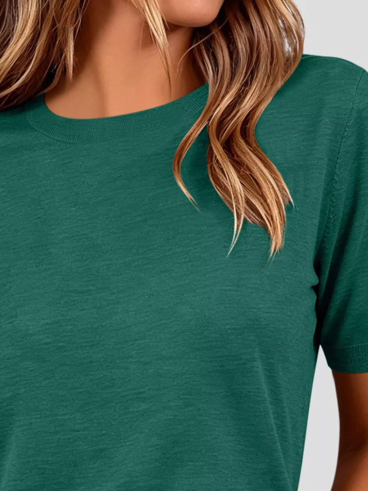 Classic Crew Neck Short Sleeve Knit Top - Lilixa.store