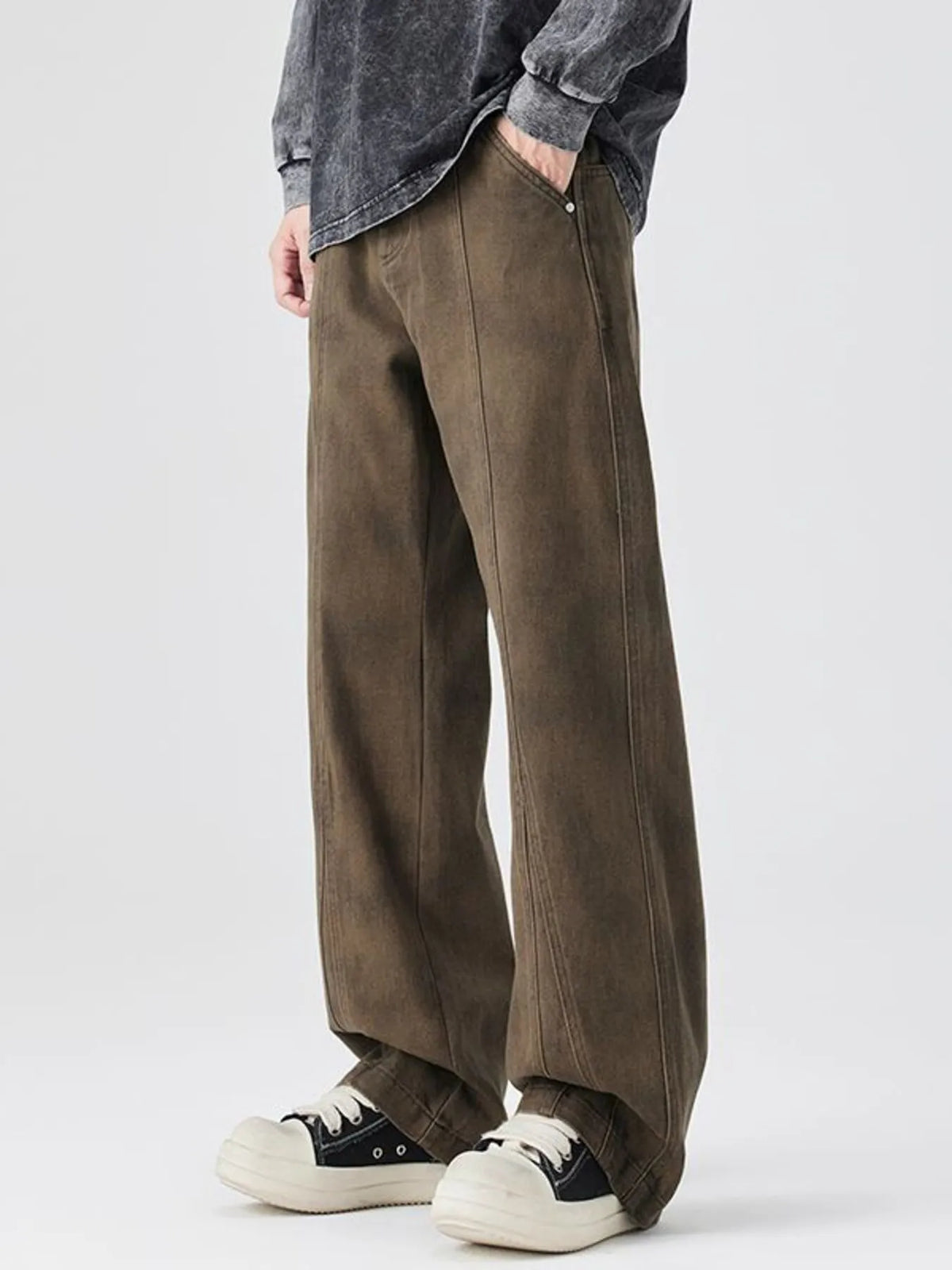Men's Plus Size Vintage Wash Wide Leg Pants, view 3