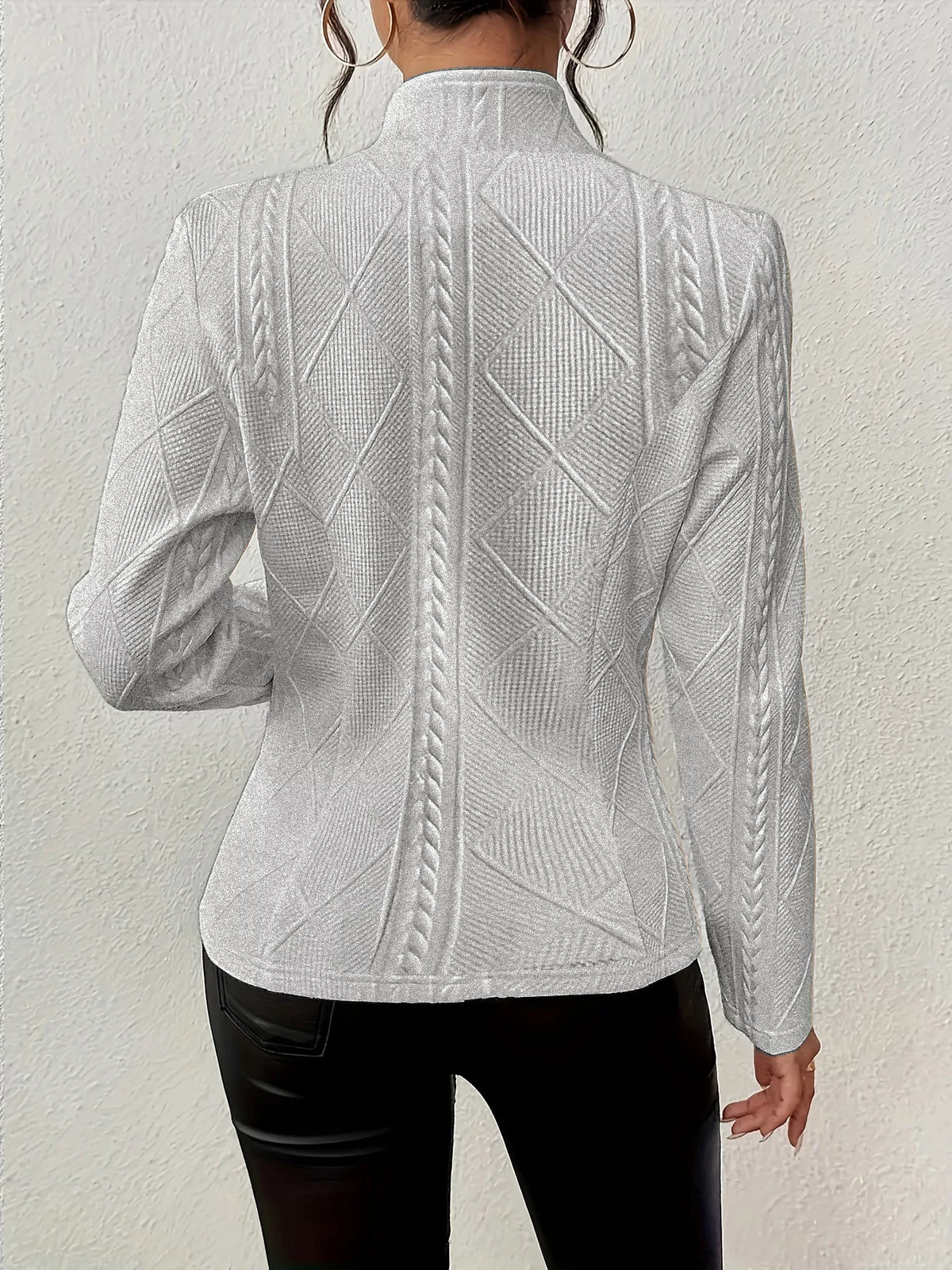 Textured Knit Button-Front Blazer - Lilixa.store