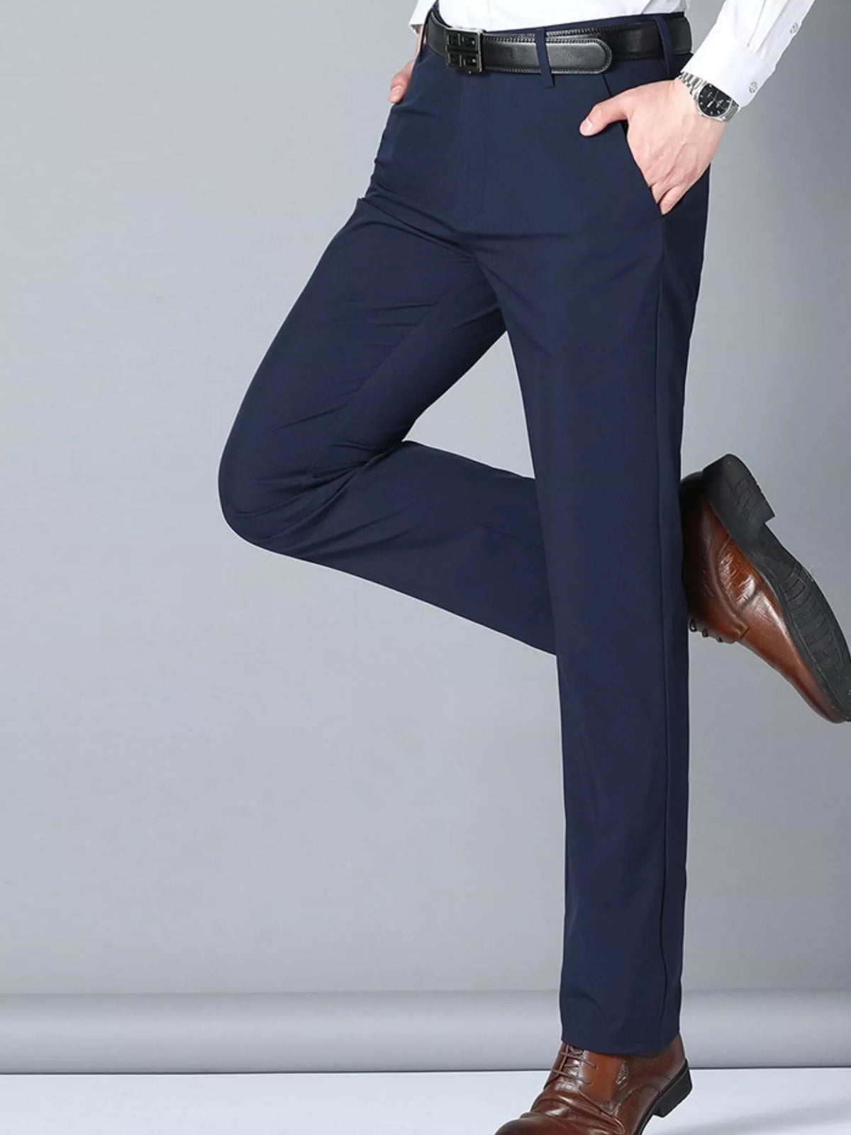 Men's Slim Fit Casual Pants in Navy Blue