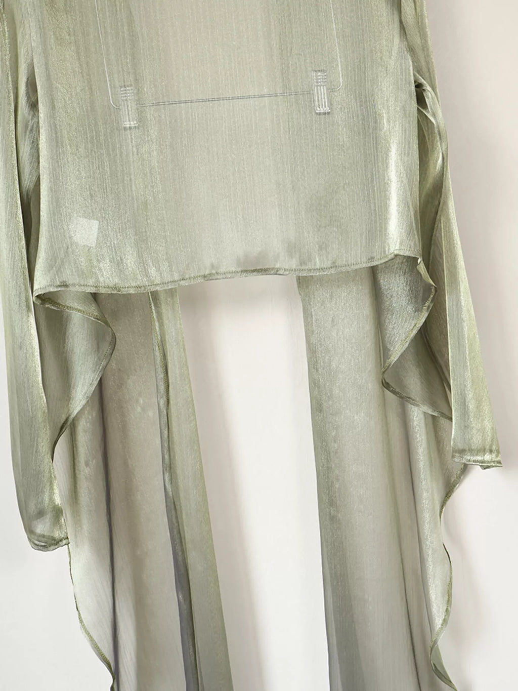 Sheer Front Tie Detail Long Sleeve Shirt - Lilixa.store