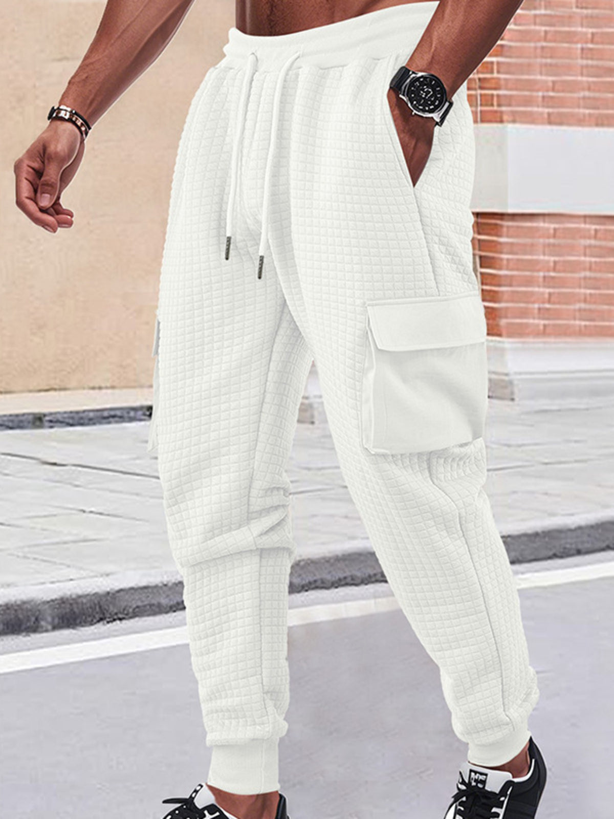 Men's Full Size Textured Cargo Joggers Plus Size