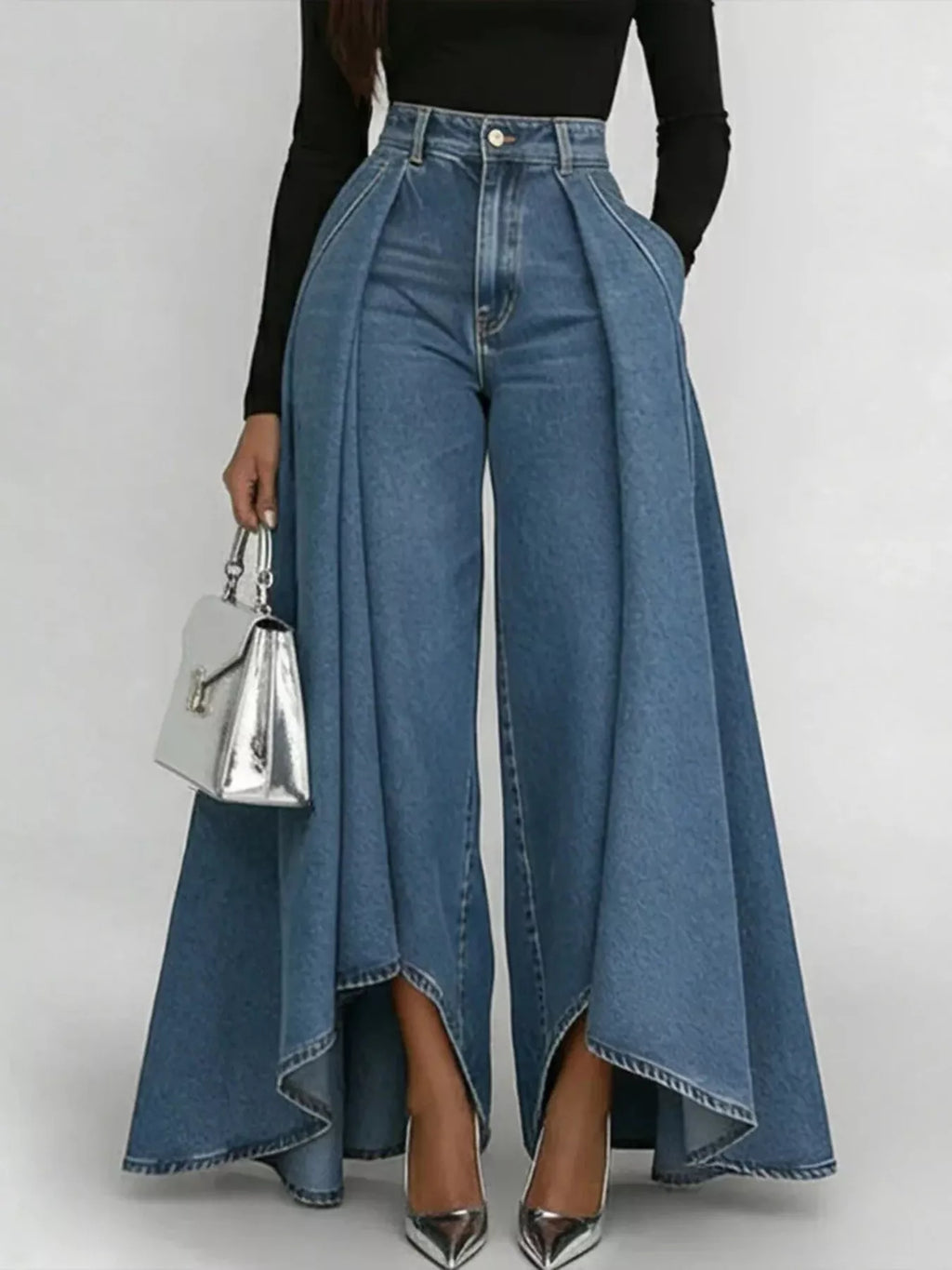 Full Size High-Waisted Wide-Leg Jeans Plus Size - Lilixa.store
