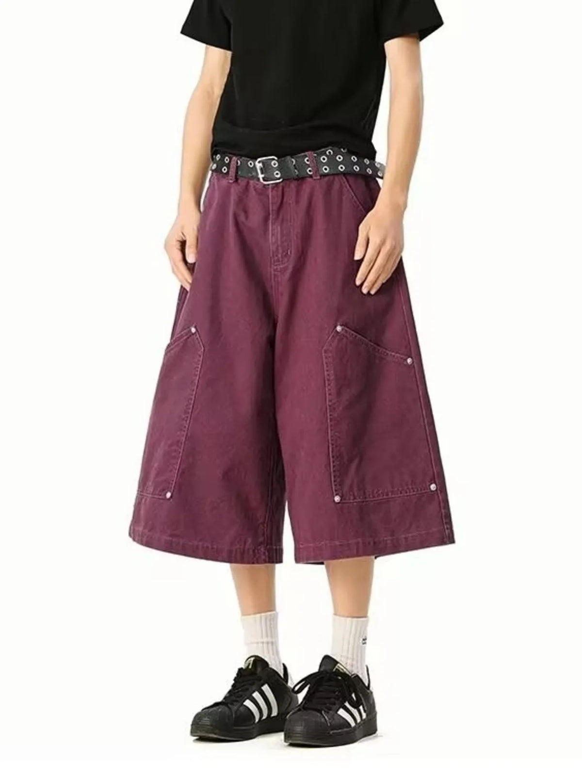 Men's Full Size Wide Leg Cropped Shorts Plus Size, view 6