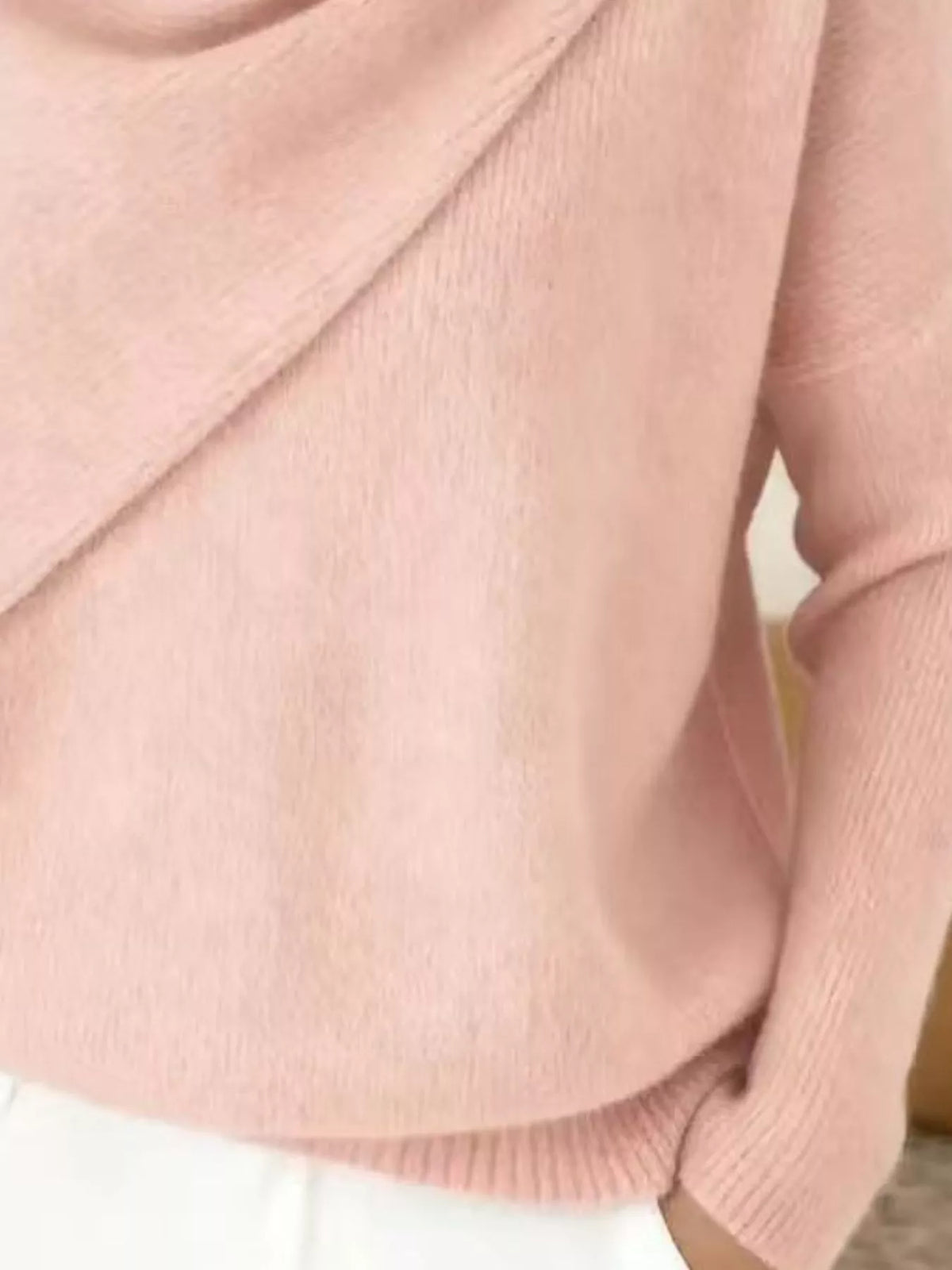Full Size Solid Color Cowl Neck Sweater Plus Size