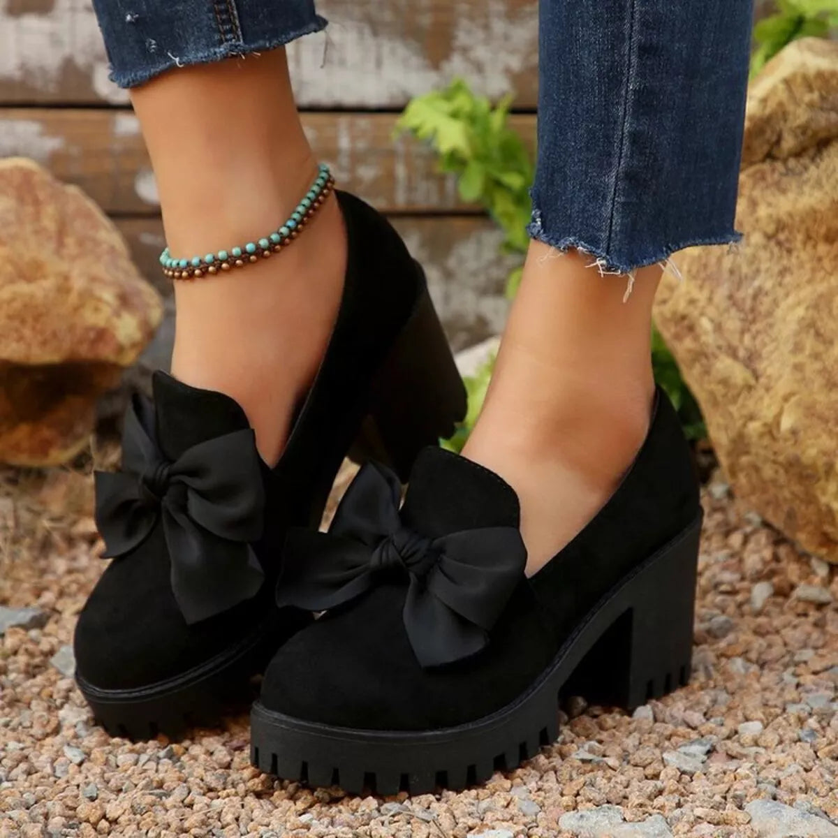 Round Toe Block Heels Pumps - Lilixa.store