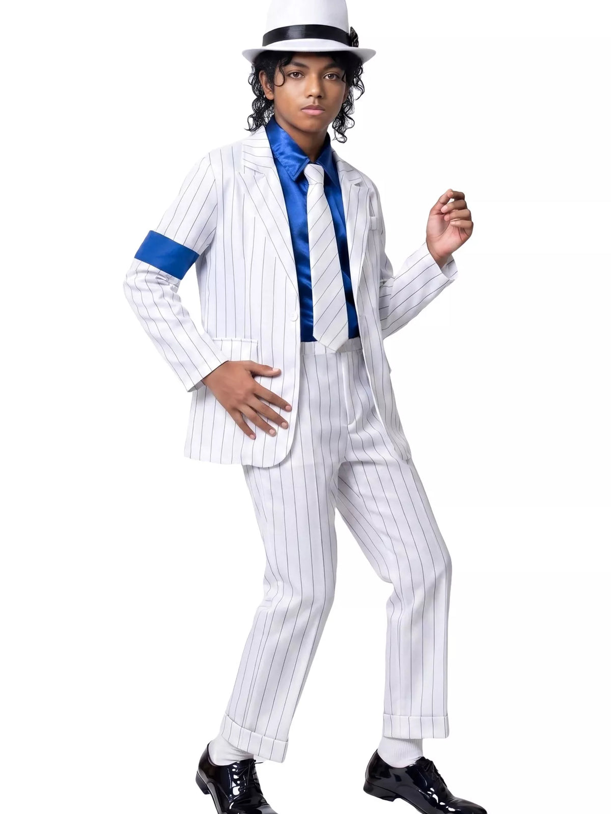 Children's Halloween Striped Suit Costume 5 Piece Set with Shirt and Fedora & Tie - Lilixa.store