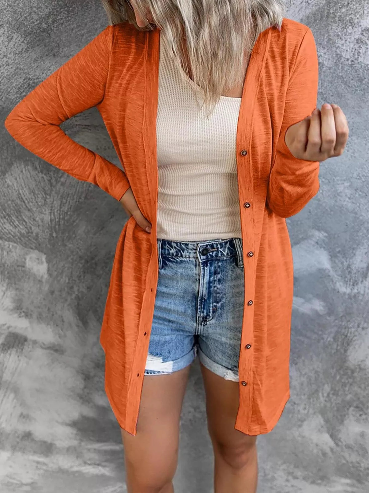 Full Size Lightweight Button-Up Cardigan Plus Size - Lilixa.store