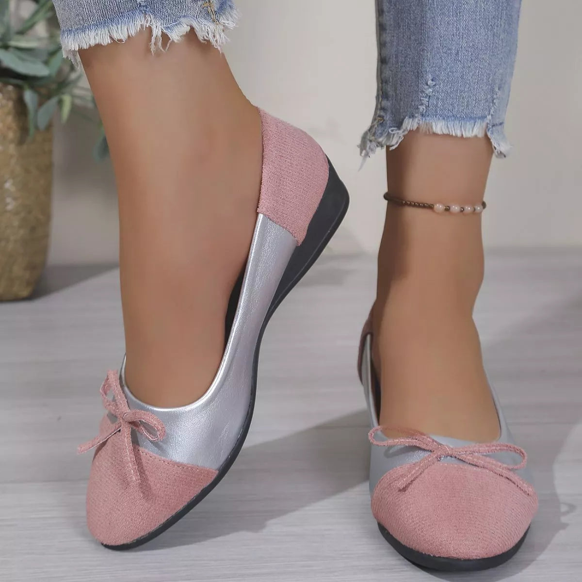 Bow Accent Two-Tone Slip-Ons, view 5