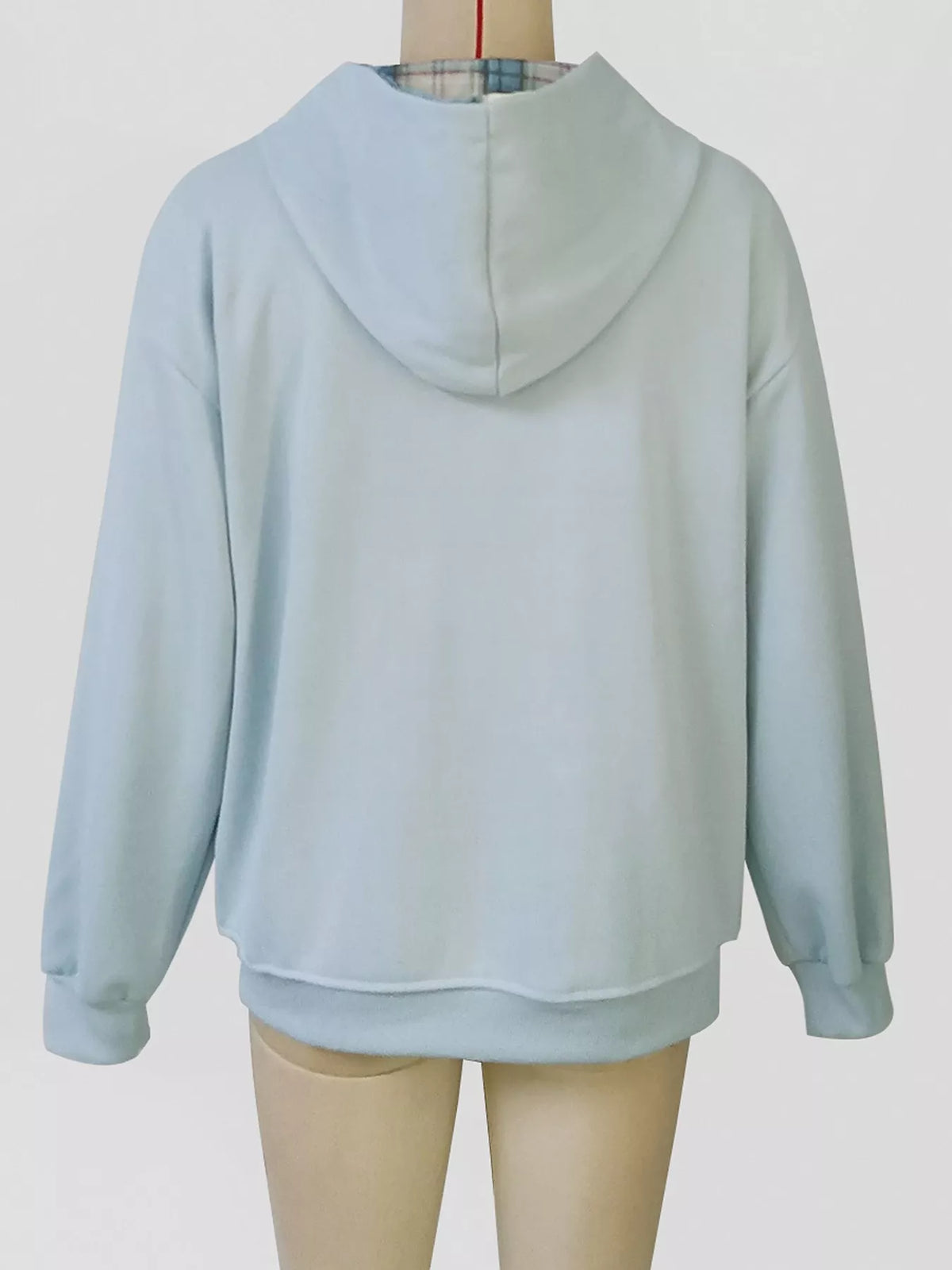 Zip-Up Plaid Lining Hoodie - Lilixa.store