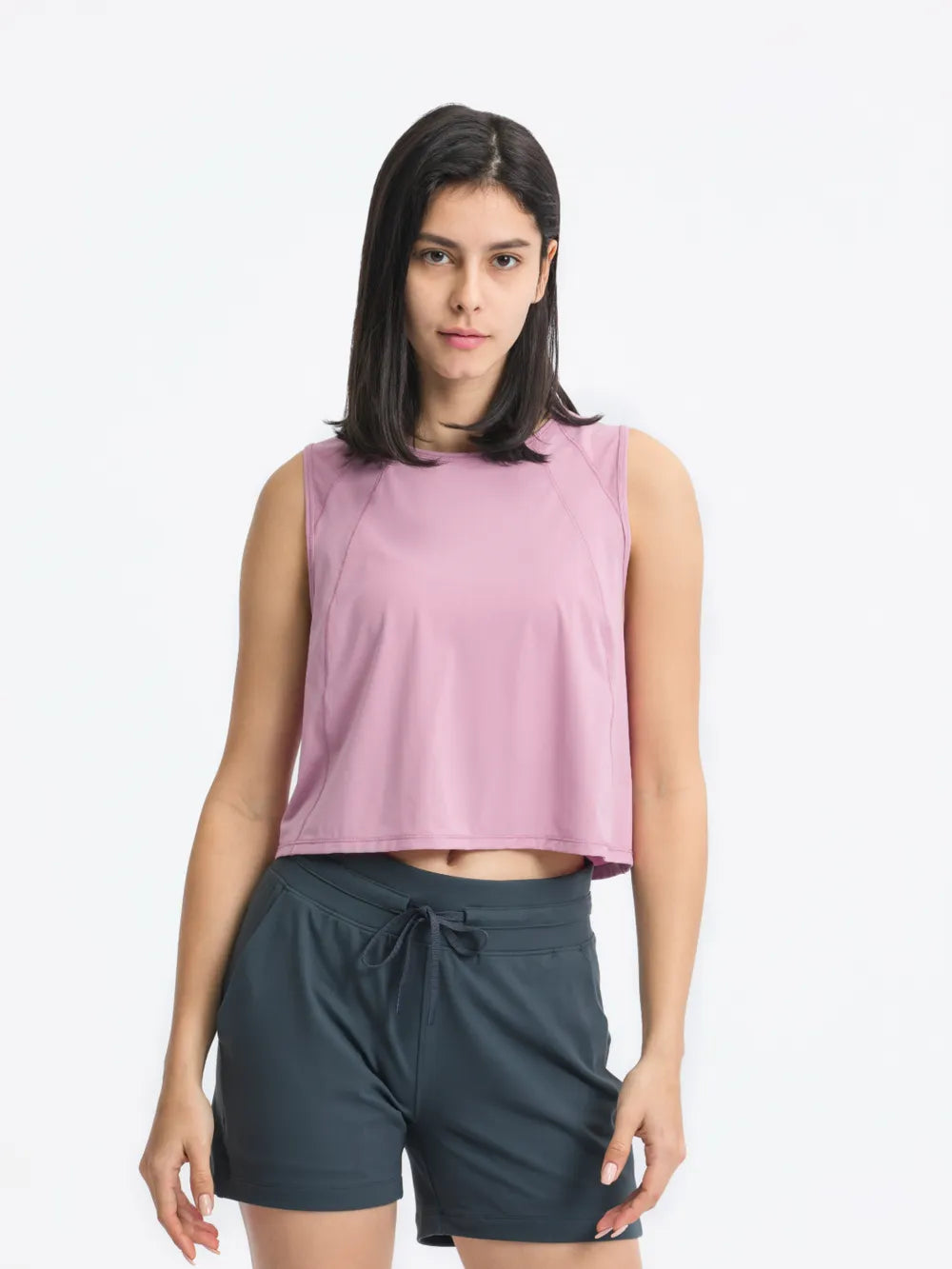 Millennia Round Neck Cropped Active Tank - Lilixa.store