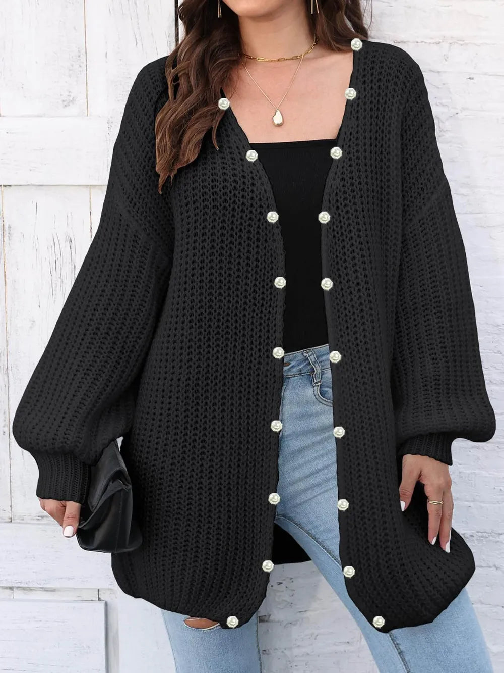 Open Front Long Sleeve Cardigan - Lilixa.store