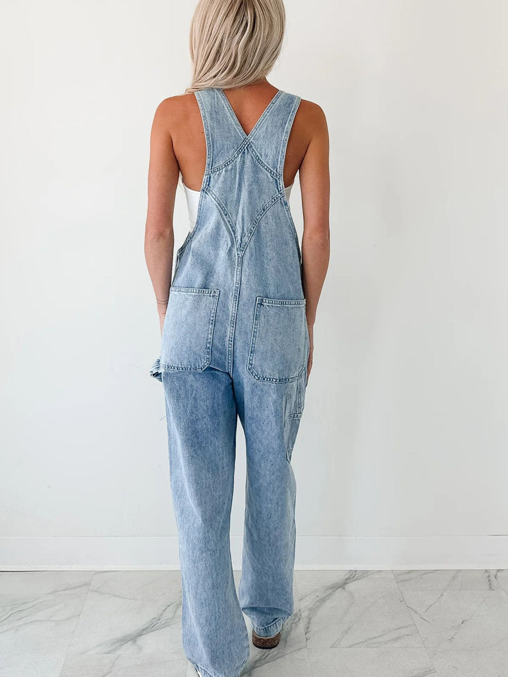 Wide Strap Relaxed Fit Denim Overalls - Lilixa.store