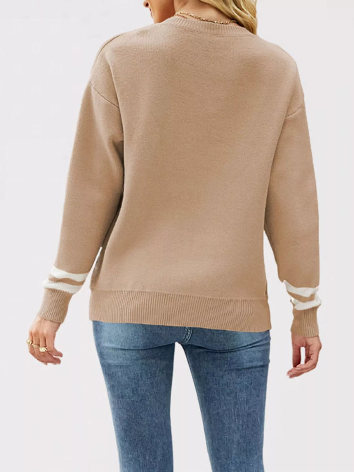 Letter Crew Neck Dropped Shoulder Sweater - Lilixa.store