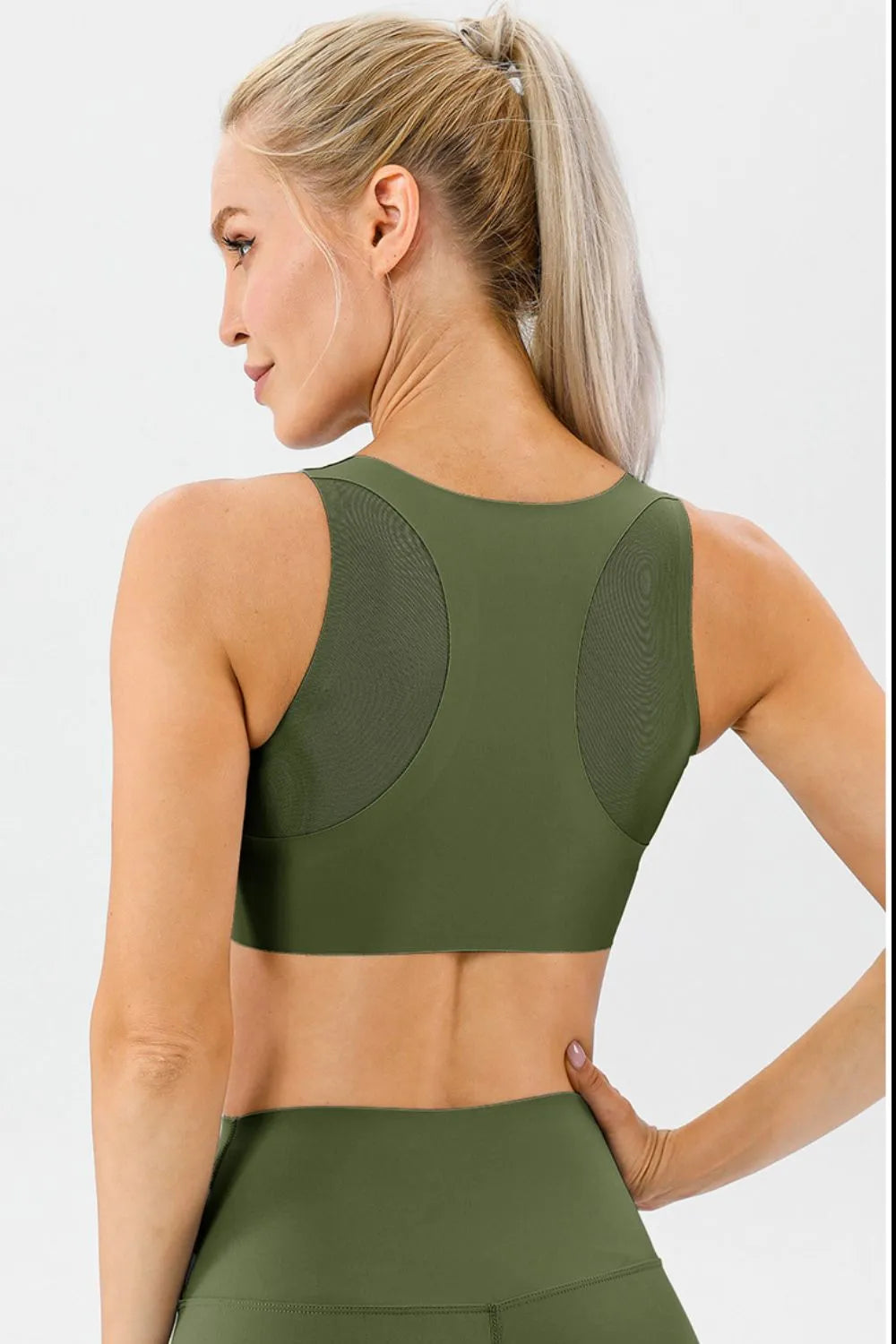 Round Neck Wide Strap Active Bra - Lilixa.store