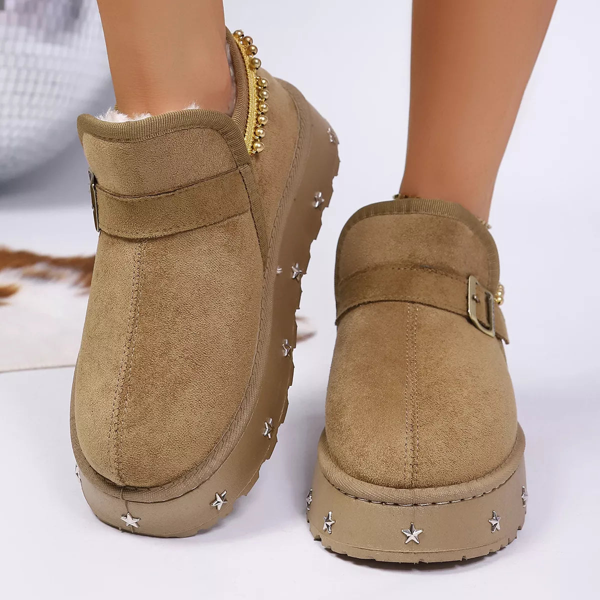 Platform Faux Fur Lined Ankle Boots - Lilixa.store