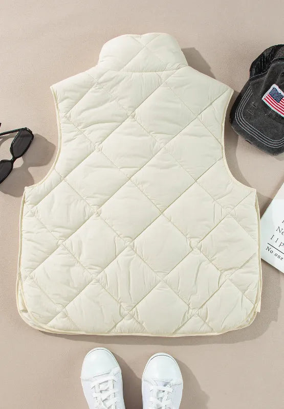 Snap Down Texture Vest Coat with Pockets, view 6