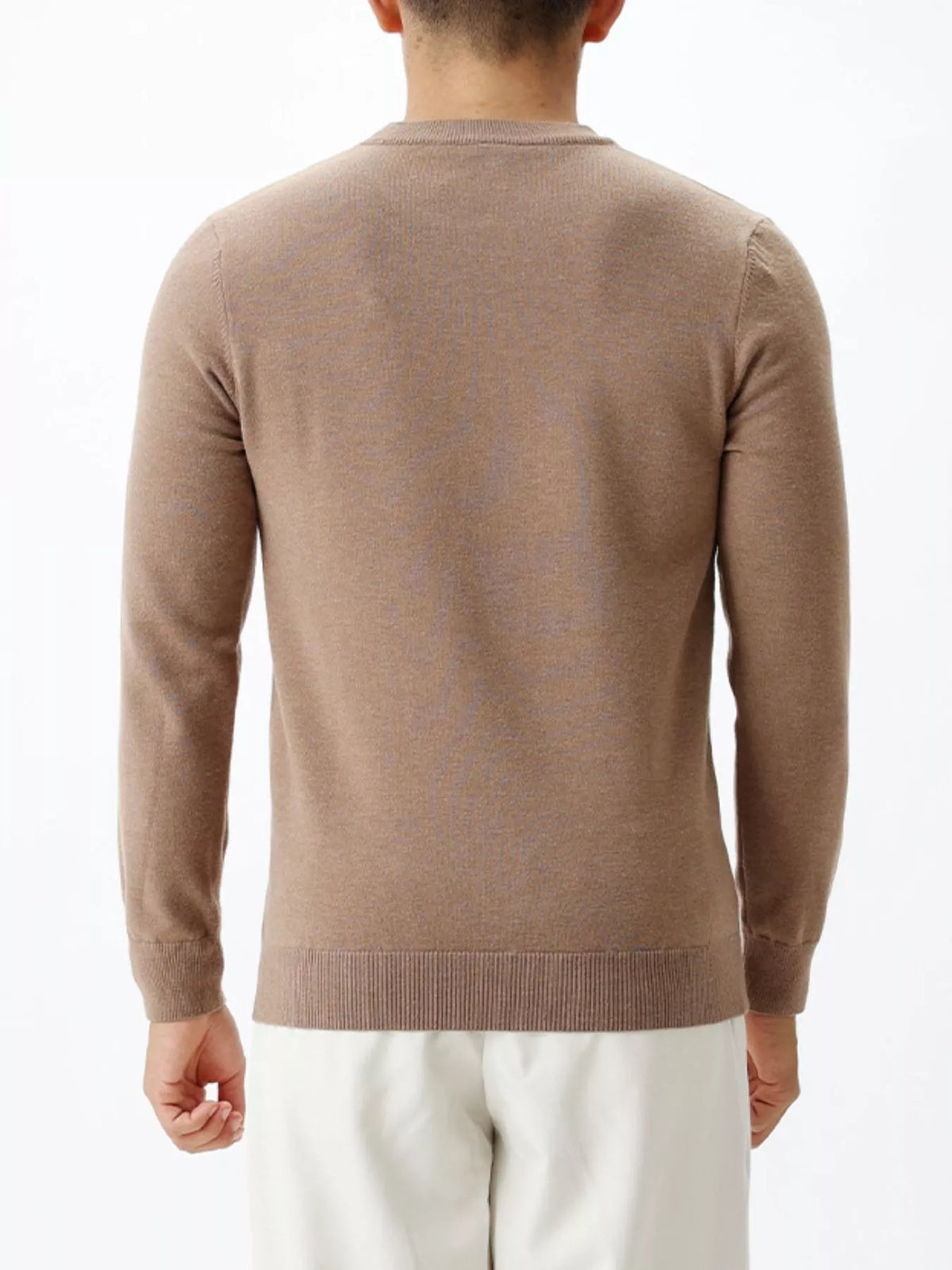 Men's Plus Size Classic Crew Neck Sweater in Brown