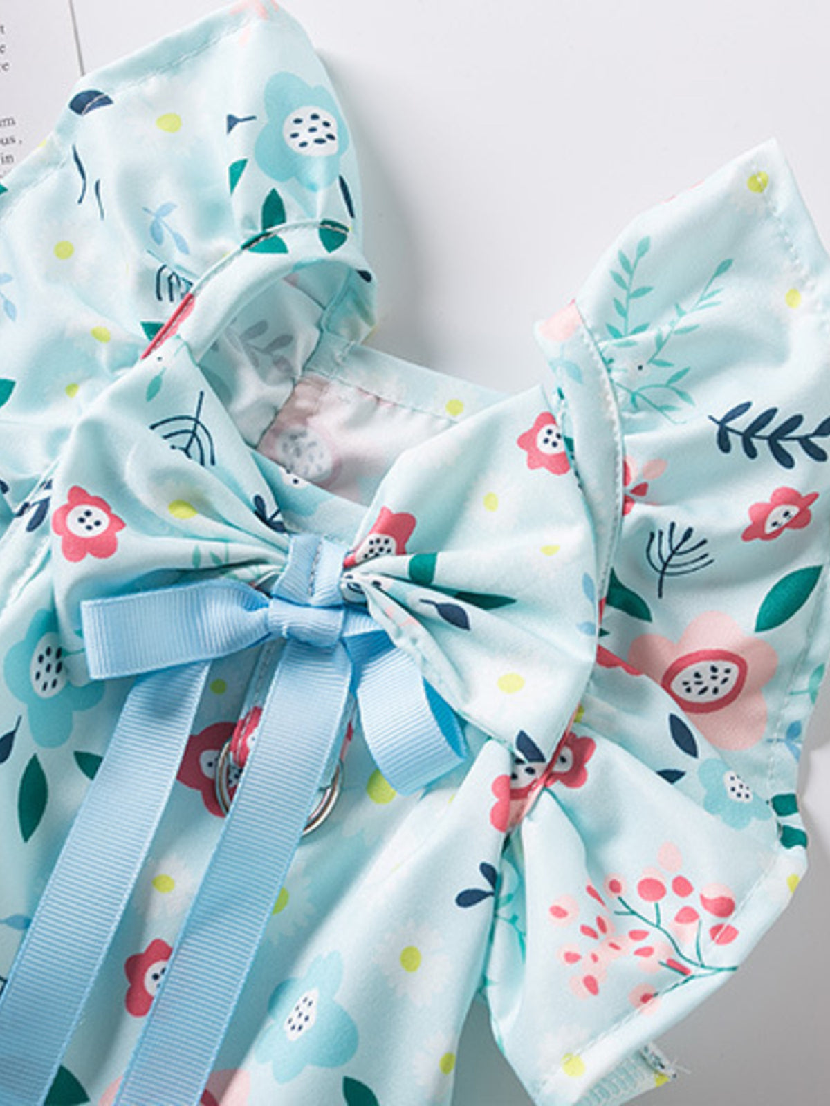 Floral Print Bow Decor Pet Dress