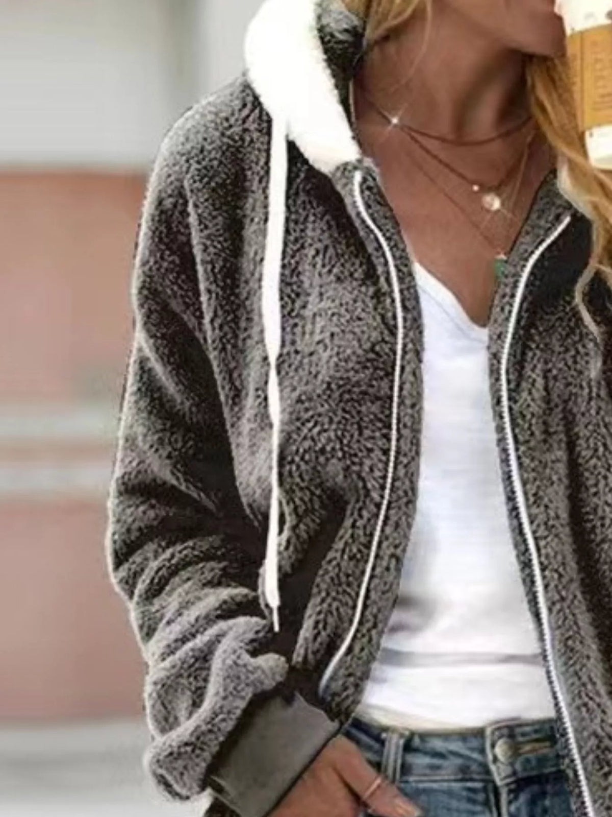 Full Size Cozy Fleece Zip-Up Hooded Jacket Plus Size - Lilixa.store